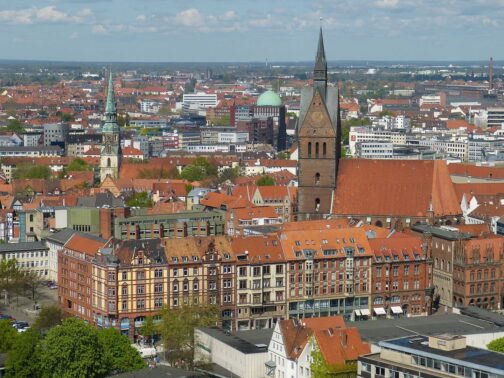 Aussicht von der Aussichtsplattform auf dem neuen Rathaus