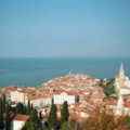 Blick über die Altstadt von Piran auf die Adria