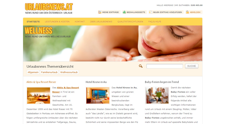 Urlaubsnews.at Screenshot