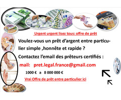 le seul mail pour avoir un prêt legal : pret.legal.france@gmail.com
