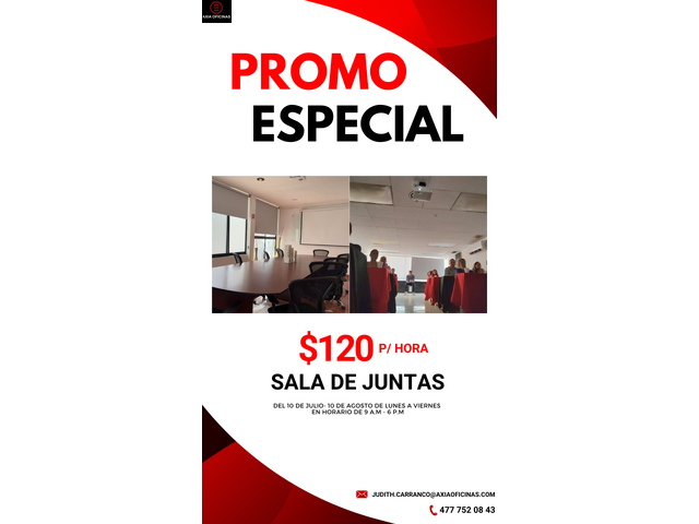 Renta de sala de juntas en Axia