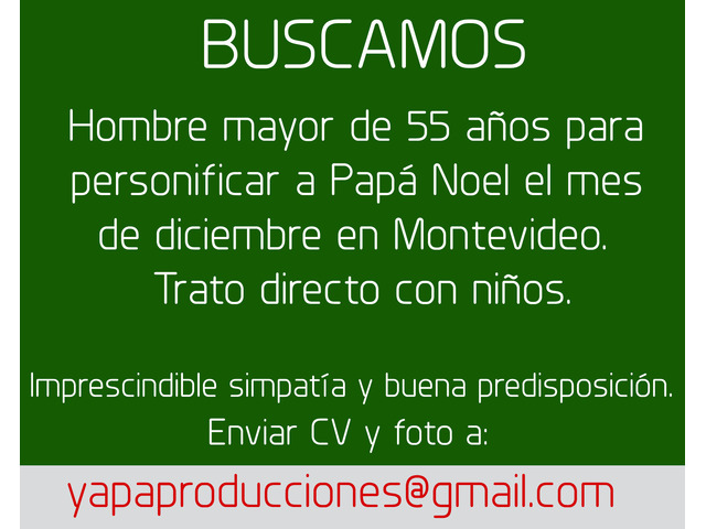 Hombre para personificar a Papá Noel en diciembre en Montevideo