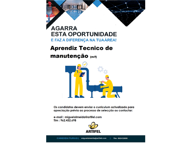 Aprendiz de Técnico de Manutenção (m/f) - Oliveira do Bairro