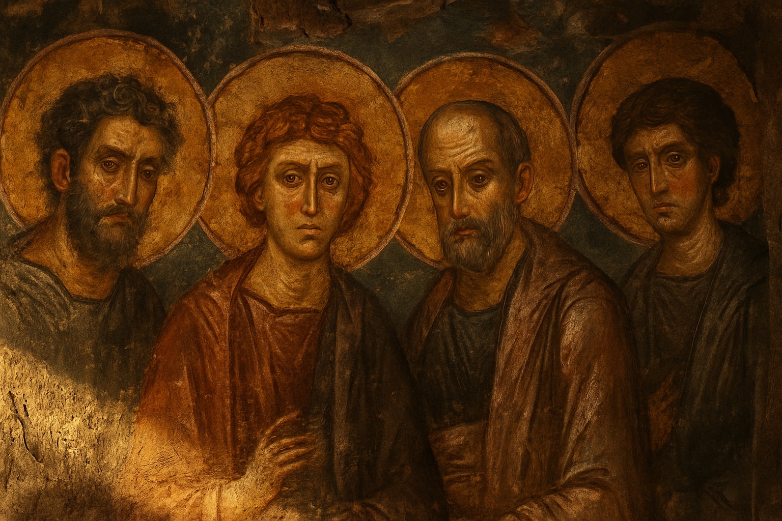Detail der mittelalterlichen Fresken von 1259 in der Bojana-Kirche bei Sofia in Bulgarien