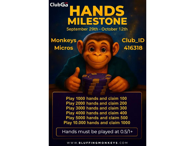 Hands Milestone Challenge LIVE! Earn Up to 1000 Bonus Before Oct 12