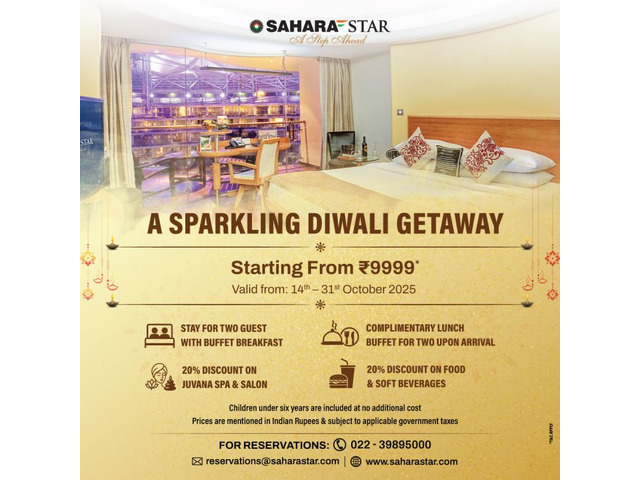 Experience a Luxury Diwali Stay Near Mumbai Airport with Sahara Star Hotel Festive Deals