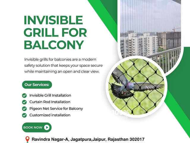 Modern Invisible Grill Installation for Balconies in Jaipur