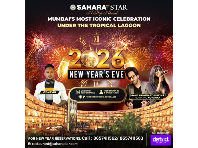New Year Eve Hotel Party Offers at Sahara star Mumbai