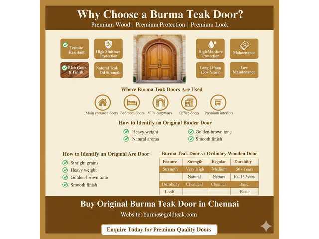Premium Burma Teak Door in Chennai | Buy Original Teak Doors