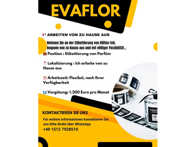 Evaflor stellt ein: einfache Heimarbeit, 1200 € /Monat