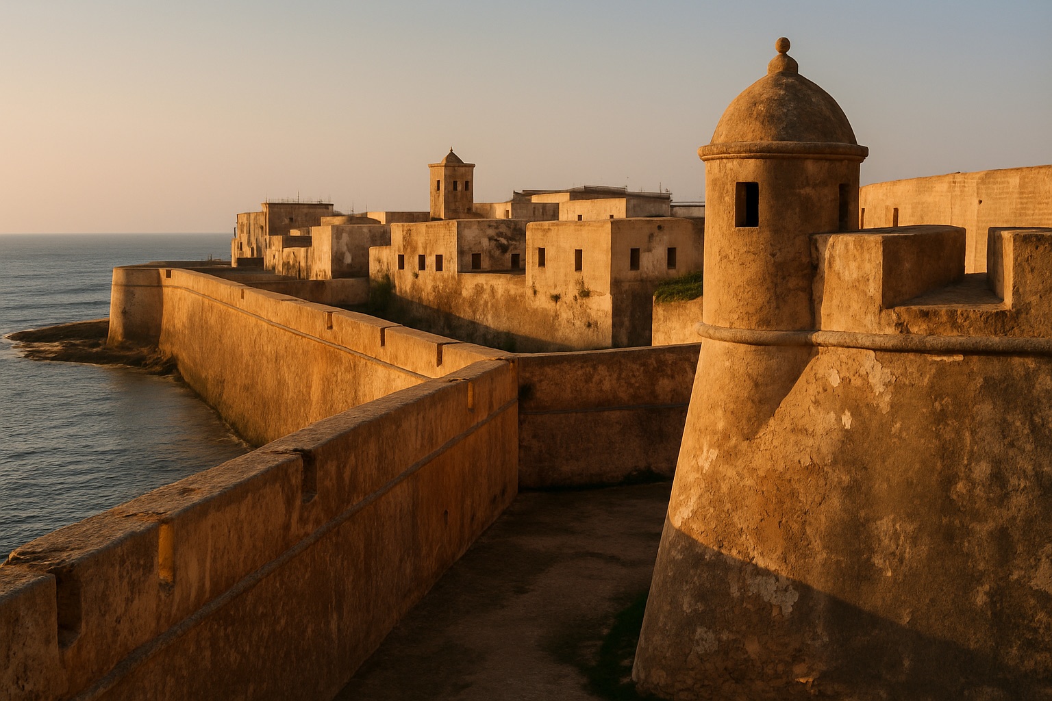 Die portugiesischen Festungsmauern von El Jadida (Mazagan) am Atlantik