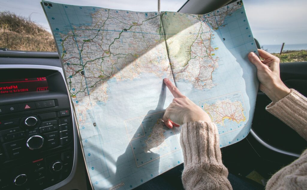 Karte Reise Hände