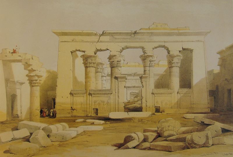 Der Tempel von Kalabscha auf einem Bild des Künstlers David Roberts (Portico of the Temple of Kalabshe, Nubia) Der Tempel von Kalabscha auf einem Bild des Künstlers David Roberts (Portico of the Temple of Kalabshe, Nubia)