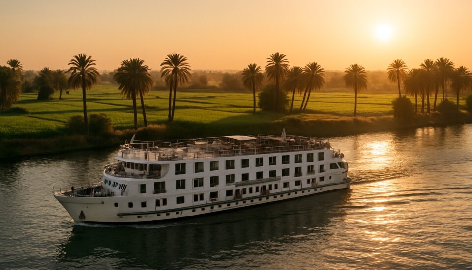Nilkreuzfahrtschiff im Abendlicht bei Esna (Symbolbild)