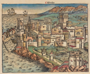 Holzschnitt Rhodos