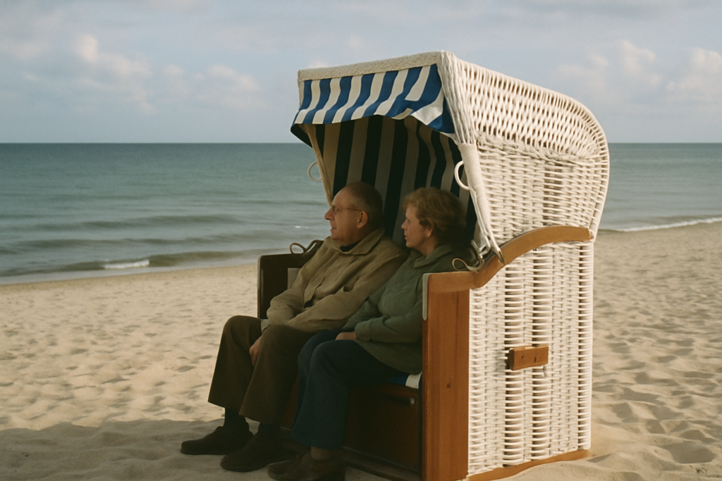 Älteres Paar im Strandkorb am Ostseestrand