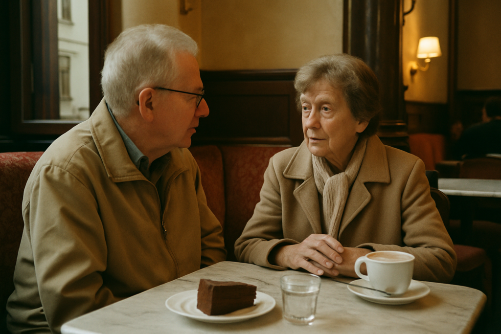 Aelteres Paar in einem Wiener Kaffeehaus