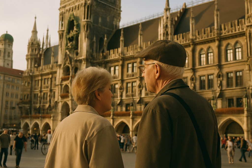 Aelteres Paar am Marienplatz in Muenchen