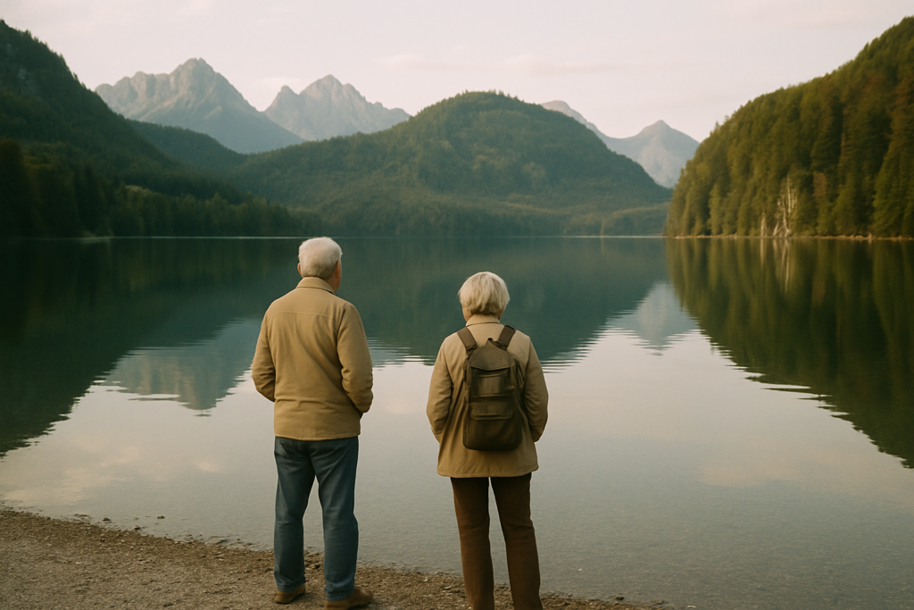 Älteres Paar am Alpsee unterhalb von Neuschwanstein
