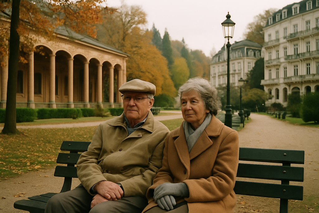 Älteres Paar im eleganten Kurpark von Baden-Baden
