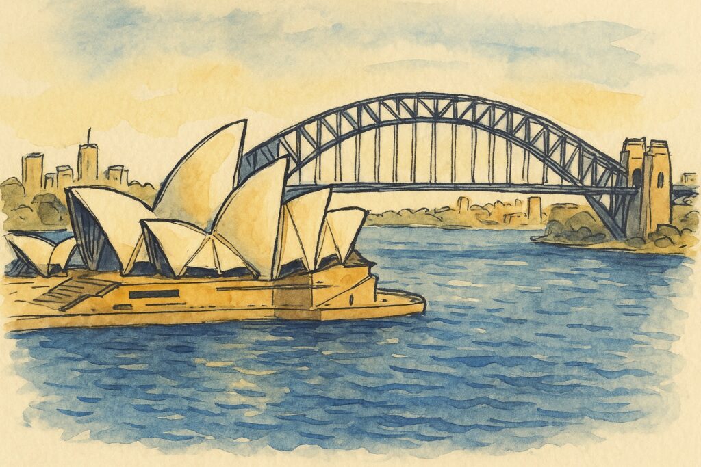 Australien: handgezeichnete Reise-Illustration