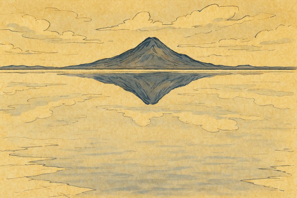 Handgezeichnete Illustration der Salzwüste Salar de Uyuni in Bolivien