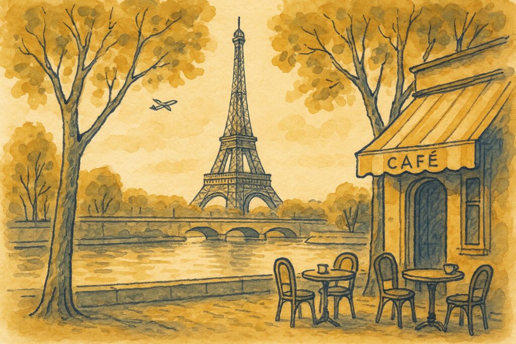Frankreich: handgezeichnete Reise-Illustration