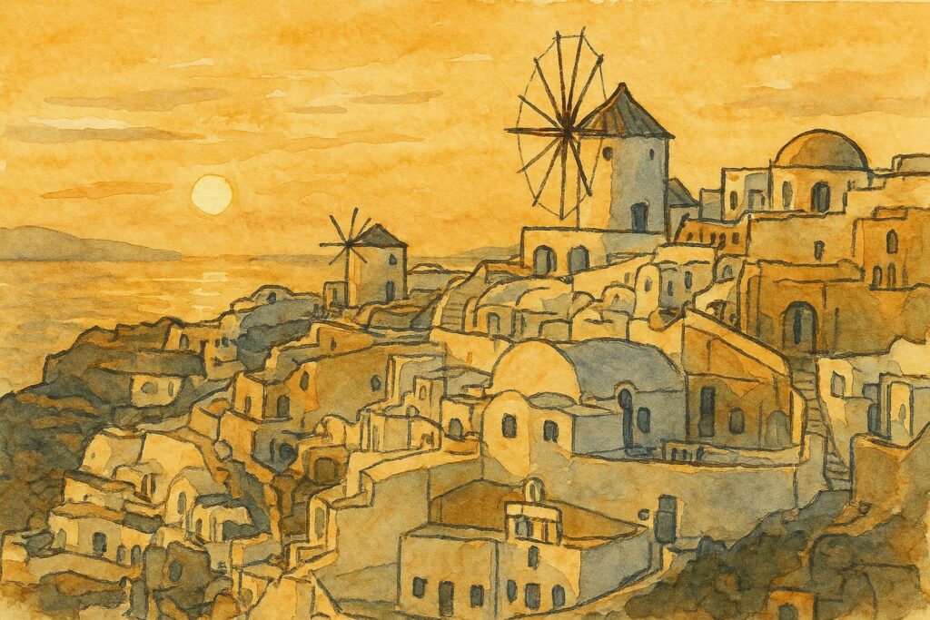 Griechenland: handgezeichnete Reise-Illustration