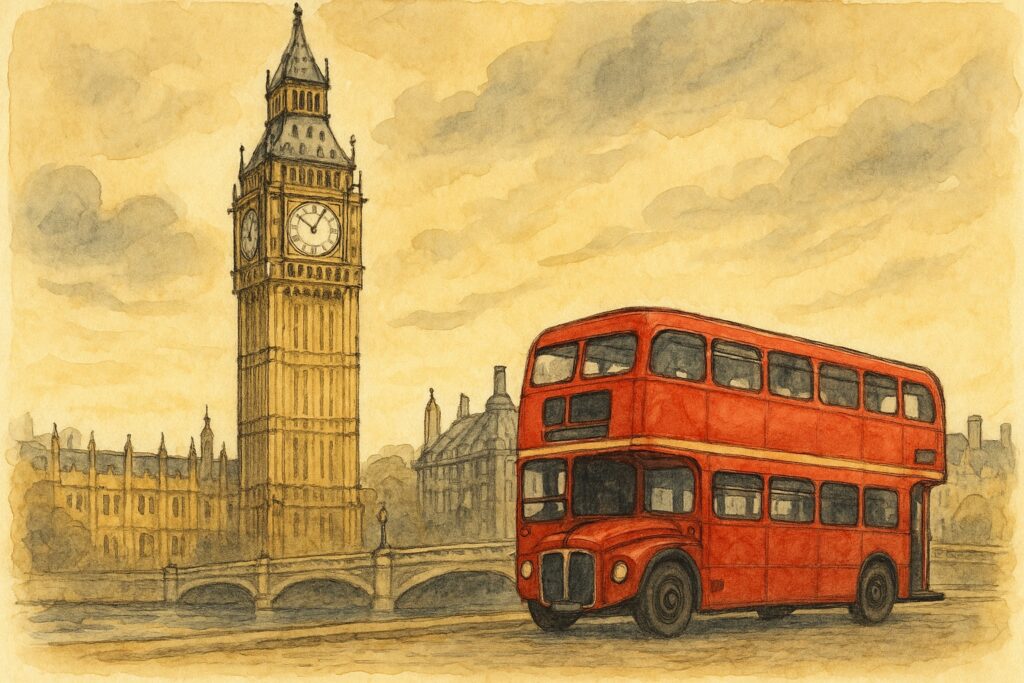 Großbritannien: handgezeichnete Reise-Illustration