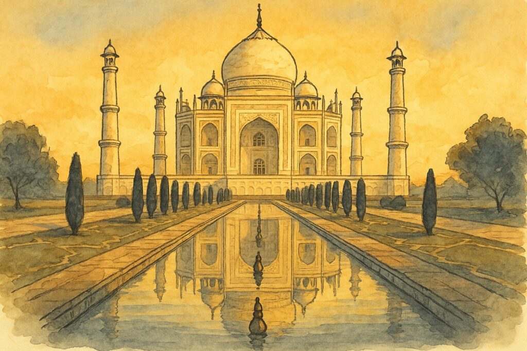 Indien: handgezeichnete Reise-Illustration