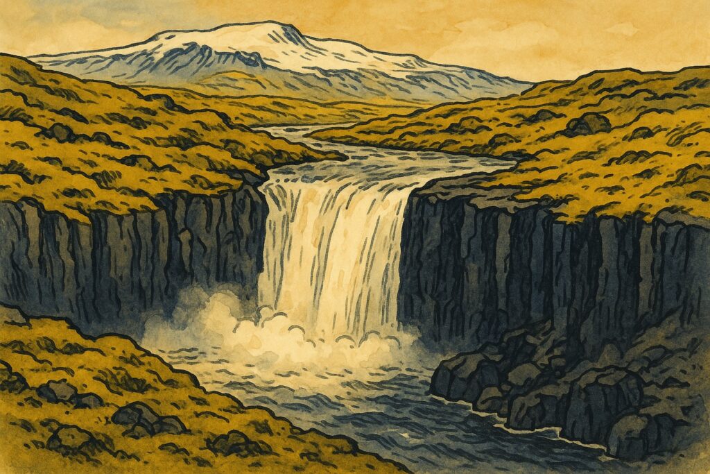 Island: handgezeichnete Reise-Illustration