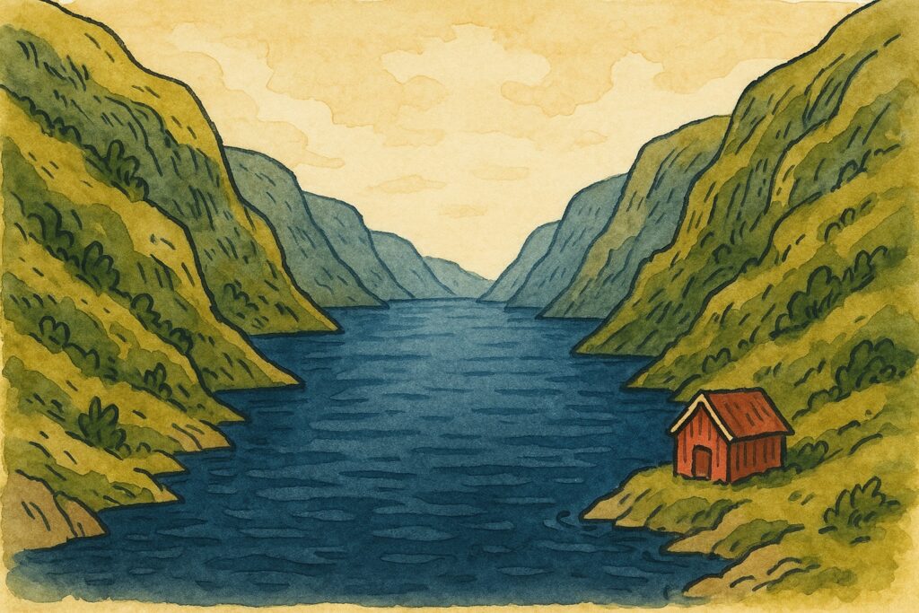 Norwegen: handgezeichnete Reise-Illustration