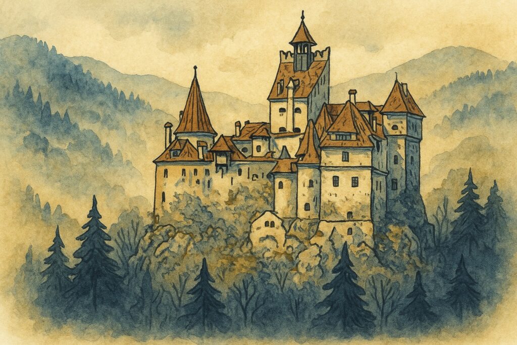 Rumänien: handgezeichnete Reise-Illustration