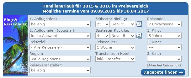 Familienurlaub Preisvergleich