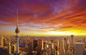 Sonnenuntergang in Kuwait-Stadt
