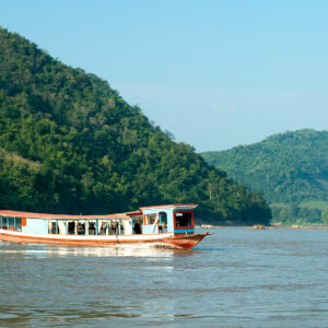 Boot auf dem Mekong in Laos