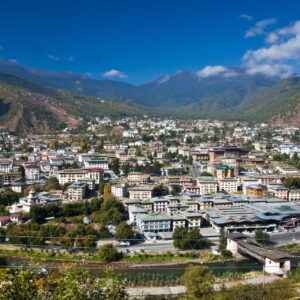 Blick auf die Hauptstadt Thimphu