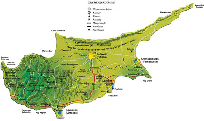 Zypern Landkarte groß